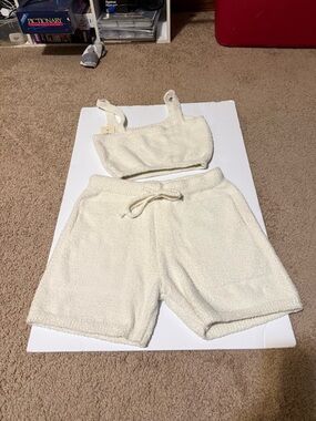 Cozy Cream Sherpa Tank and Shorts Set